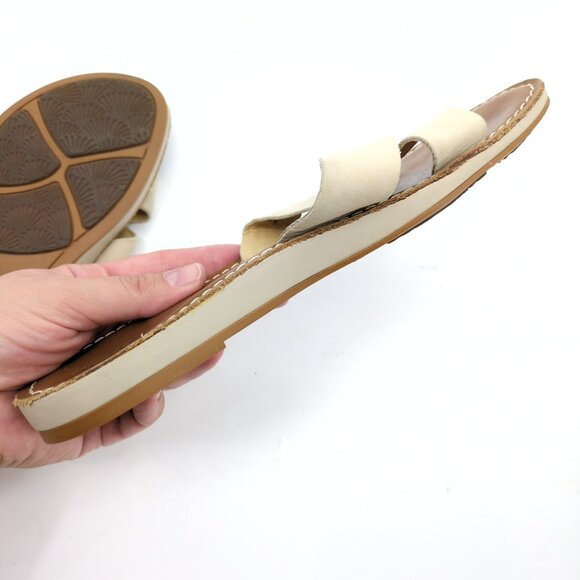 Olukai Ke’a Leather Sandals Women’s Size 6 Slip On Criss Cross Flats Beige Cream - Picture 7 of 9